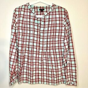 Talbots Size M Soft Cotton Plaid Long Sleeves Button Down Shirt Office